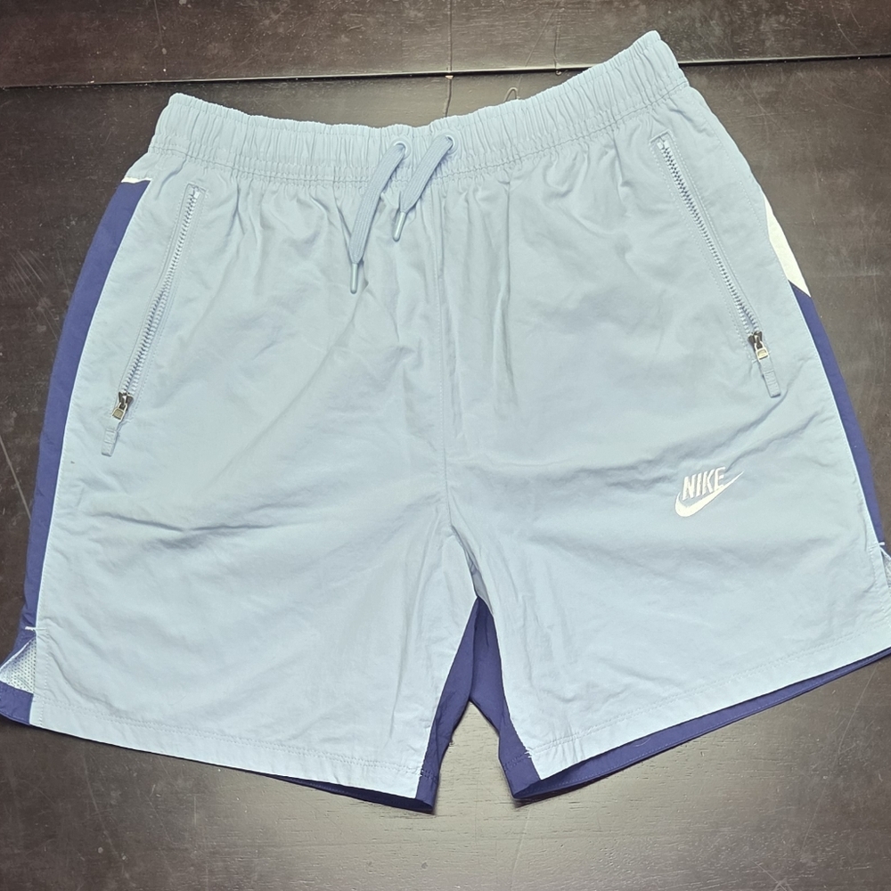 Nike Women Loose Fit Colorblock Mesh Lined Shorts Light Blue Purple XL